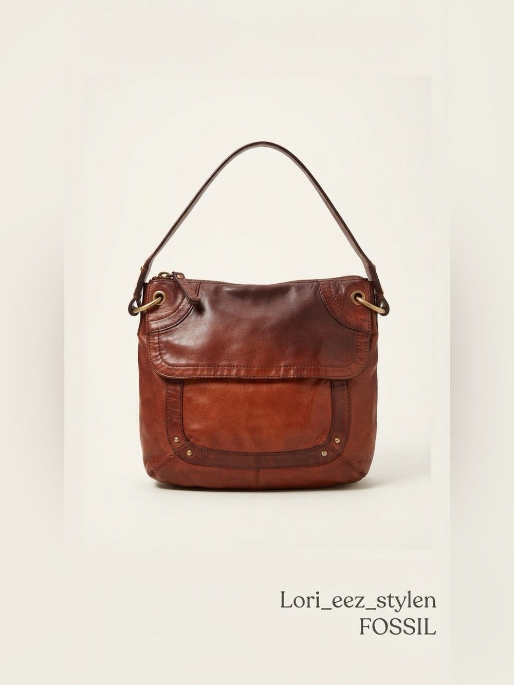 Fossil Chestnut Brown Leather Shoulder Bag